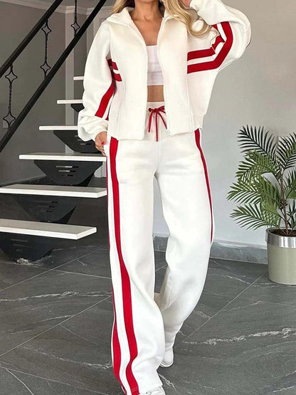 Cozy, casual 2-piece set with zip-up sweatshirt and trousers 