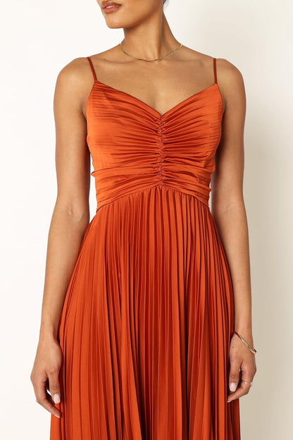Elegant pleated midi dress for special occasions 