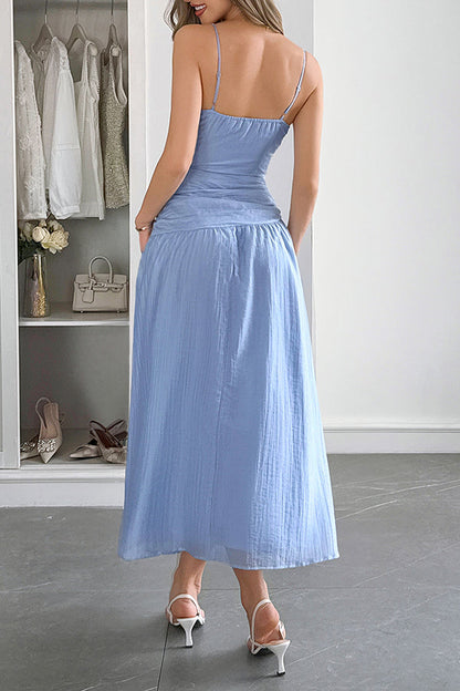 Sleeveless women's maxi dress with V-neck and hollow waist design 