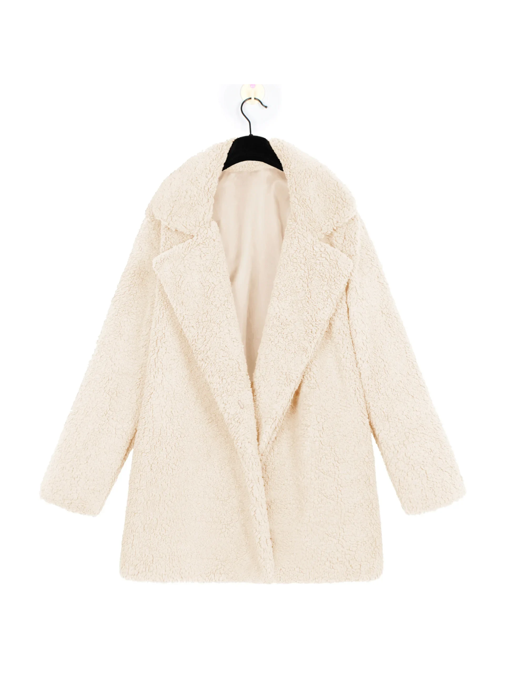 Cozy teddy plush short coat with lapel collar for women 