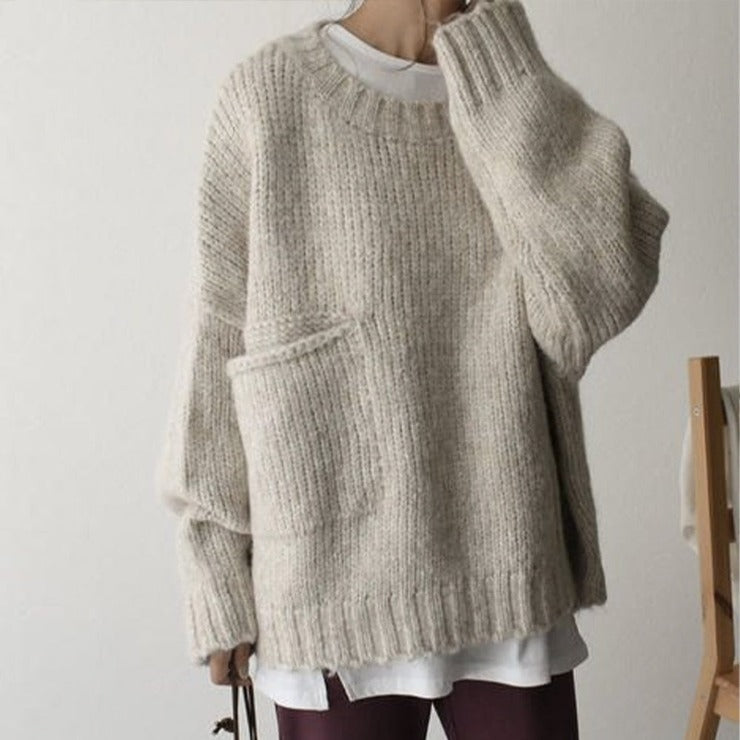 Jelena™ - Oversized knitted sweater with pocket