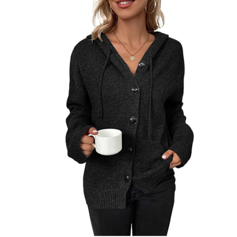 Cozy knitted cardigan with button placket for women 