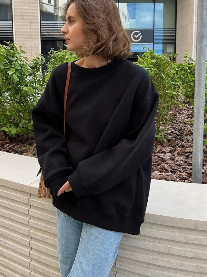 Cozy oversized knit sweater for casual layering 
