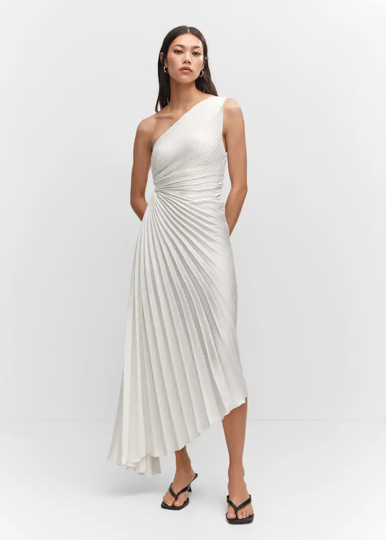 Gianna | One-Shoulder Pleated Midi Dress