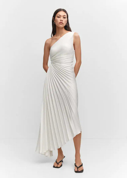 Gianna | One-Shoulder Pleated Midi Dress