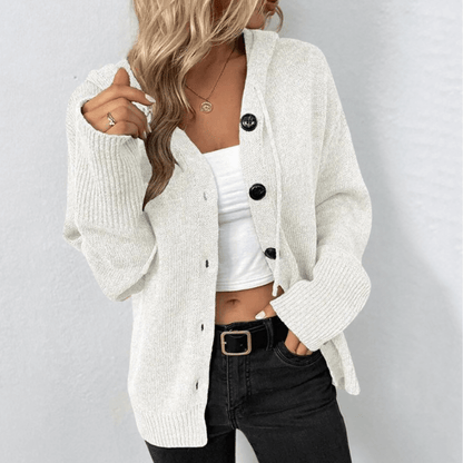 Cozy knitted cardigan with button placket for women 