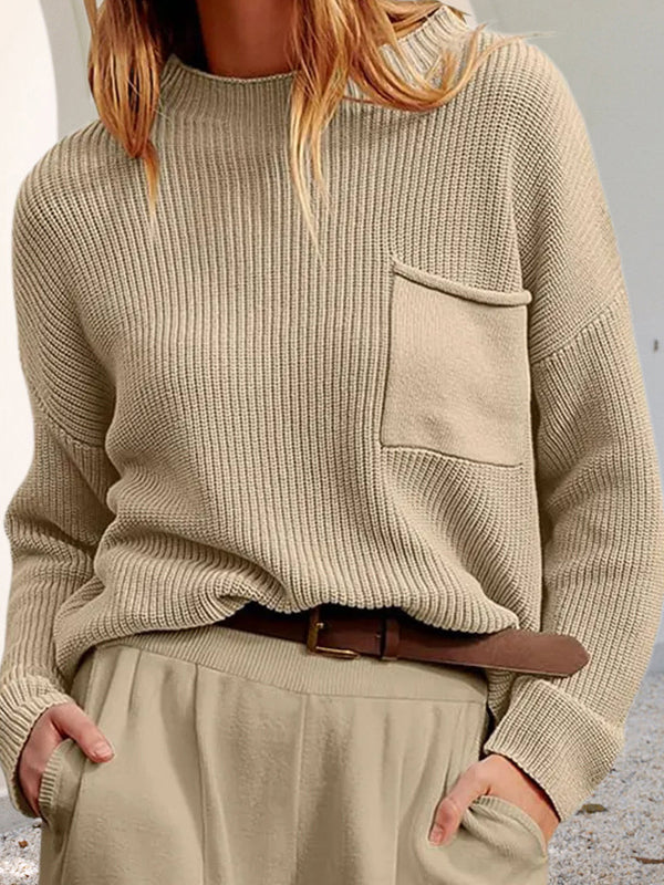 Cozy, casual knit sweater with pockets 