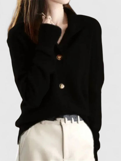 Classic knitted cardigan with button placket 