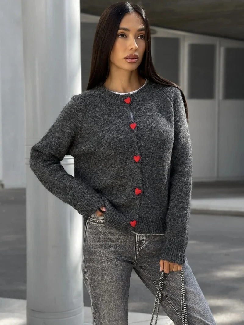 Mira | Cozy cardigan with heart buttons