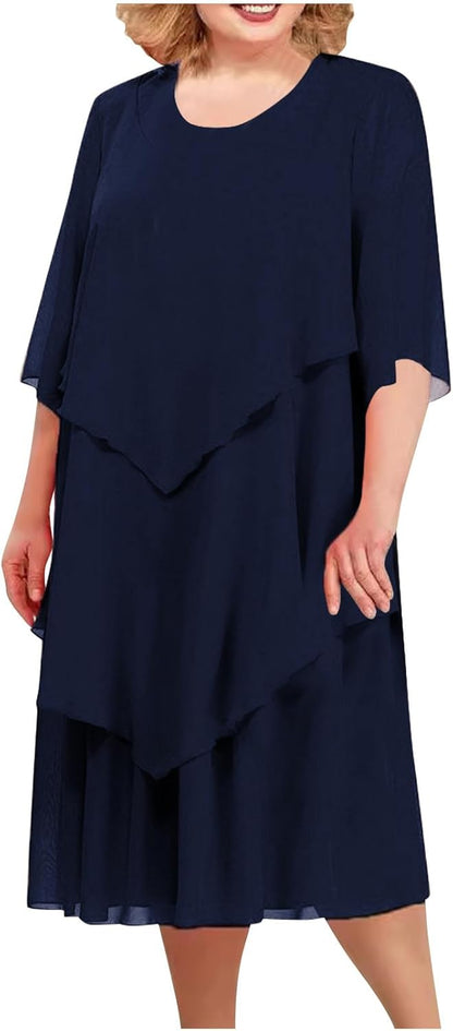 Oswald | Elegant chiffon dress with layered look