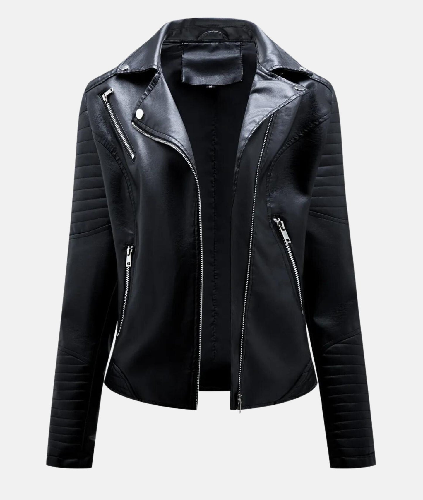 Stylish women's faux leather biker jacket 