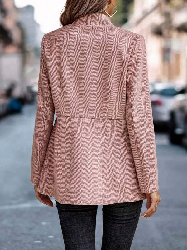 Rose™ - Modern pink solid color blazer jacket with long sleeves 
