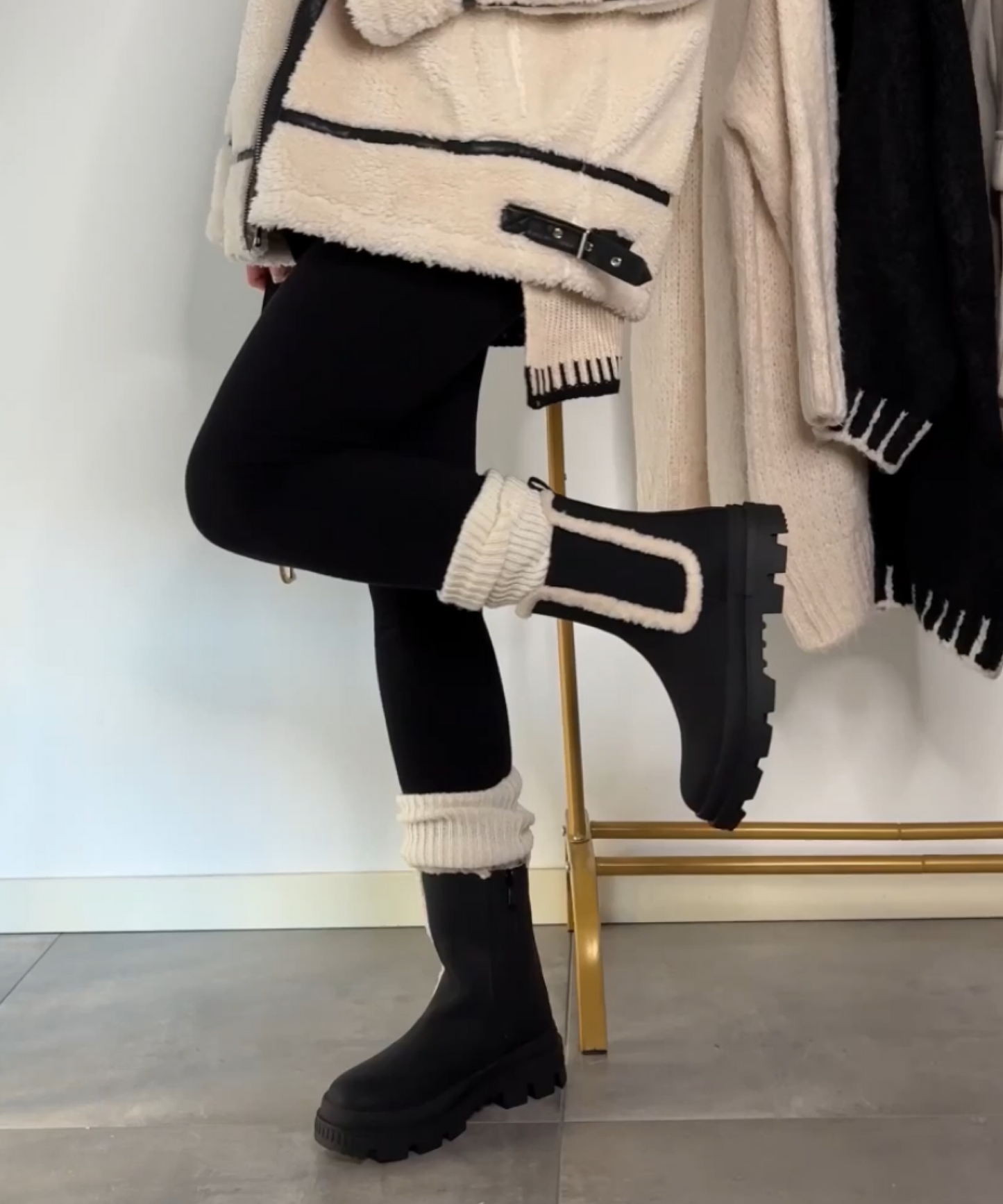 Stylish black leather ankle boots 