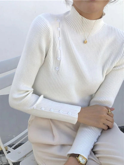 Adolf™ – Elegant sweater with decorative buttons and stand-up collar