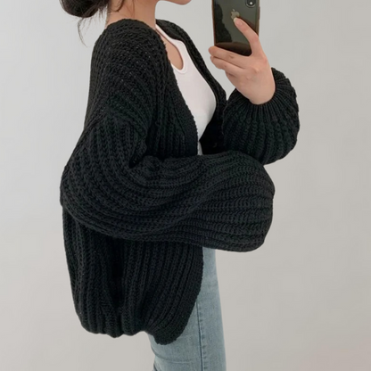 Cozy chunky knit cardigan for women 