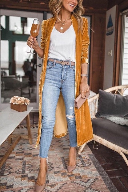 Velvet kimono coat for cozy, stylish layered looks 