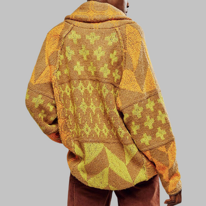 Cozy soft jacket with modern geometric patterns