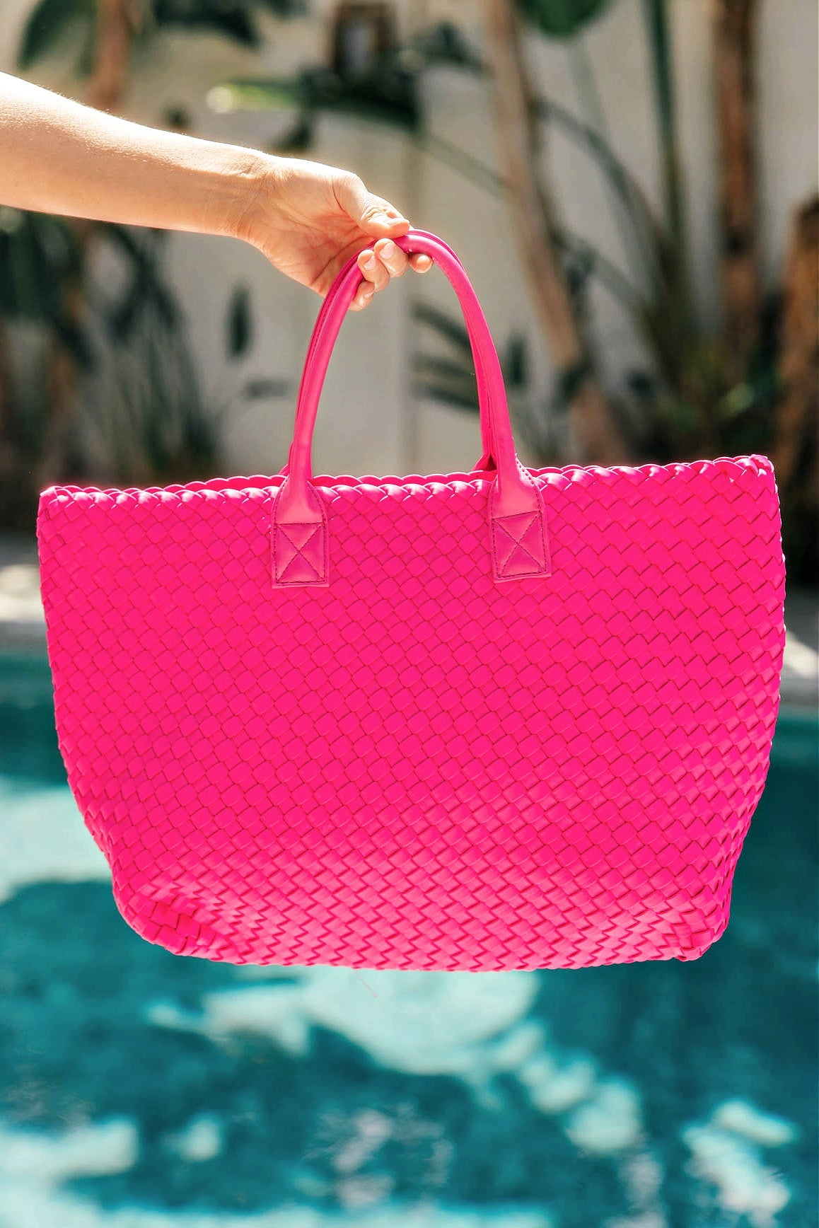Lara | Pink Neoprene Woven Carrier Bag