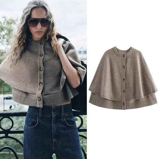 Ede™ – Elegant knitted cape cardigan