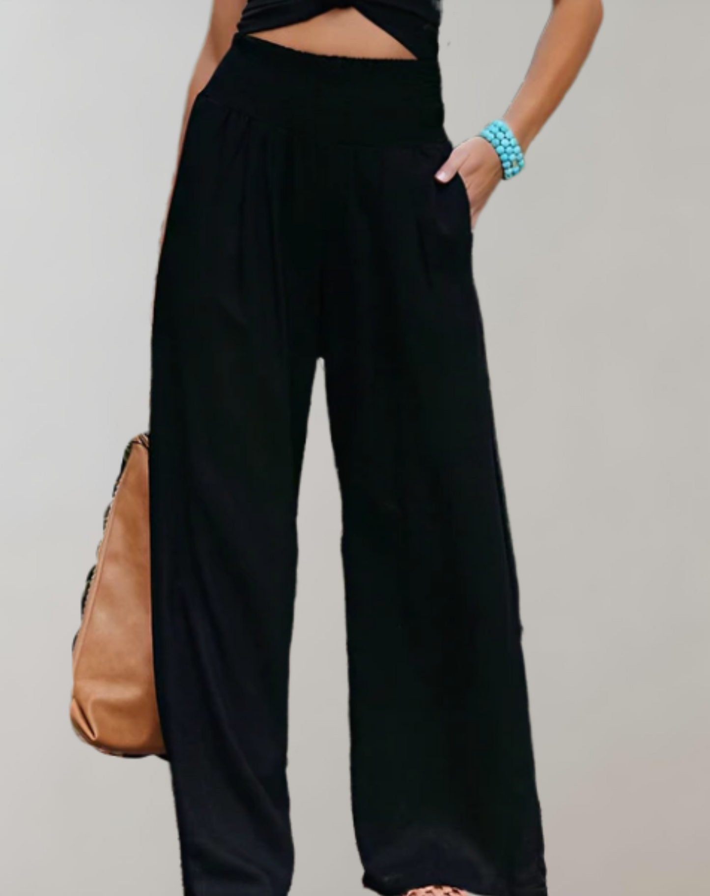 High-waisted wide flared trousers 