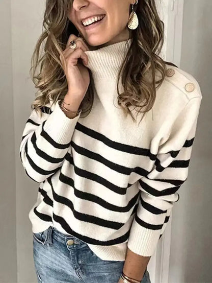 Clarice™ - Striped turtleneck sweater