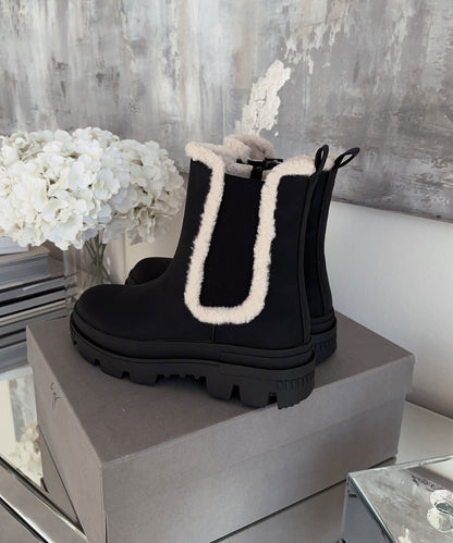 Stylish black leather ankle boots 