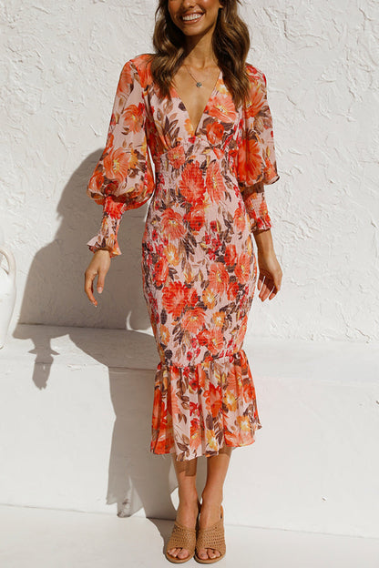 Karen | Floral print midi dress