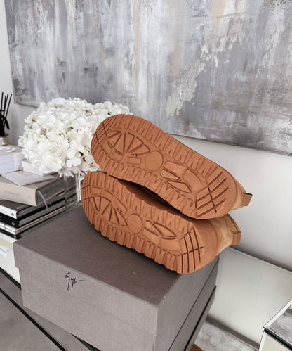 Brown leather platform ankle boots for stylish everyday wear 