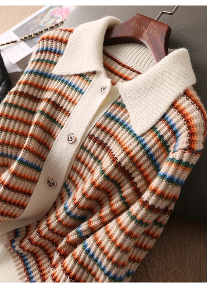 Mira | Striped cardigan with collar