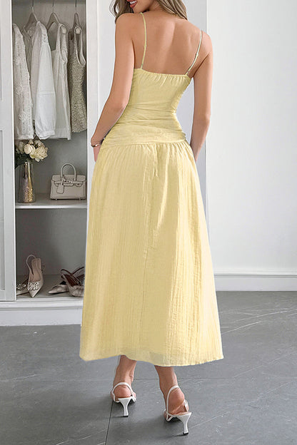 Sleeveless women's maxi dress with V-neck and hollow waist design 