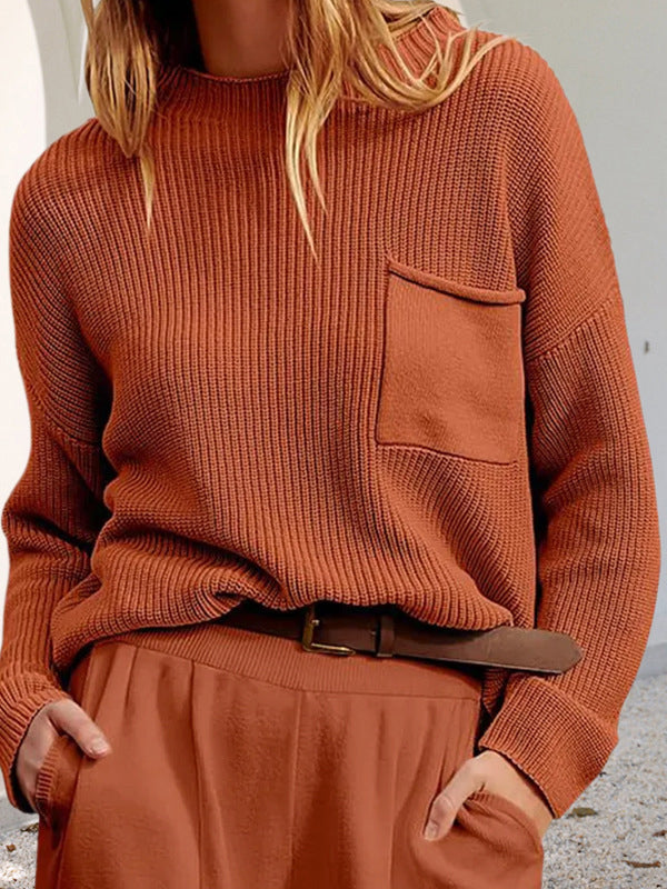 Cozy, casual knit sweater with pockets 