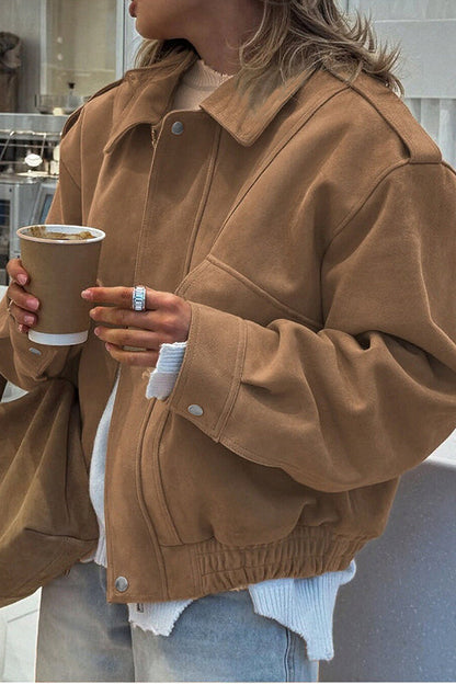 Relaxed leisure jacket with zipper and long sleeves 