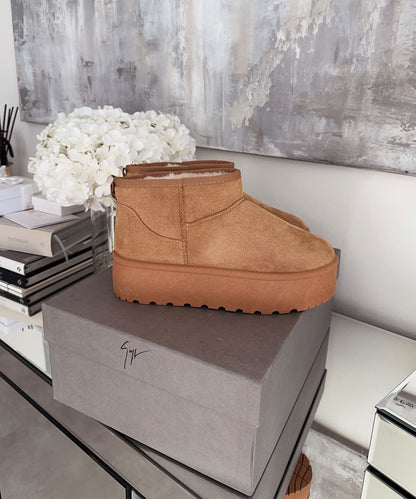 Brown leather platform ankle boots for stylish everyday wear 