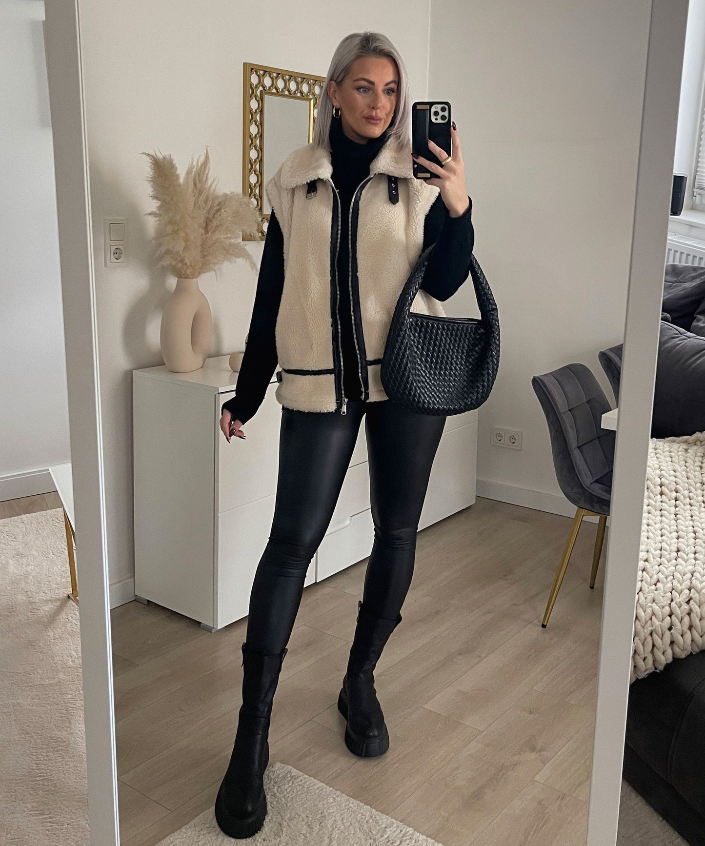 Cozy faux fur teddy vest for a layered winter look 