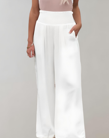 High-waisted wide flared trousers 