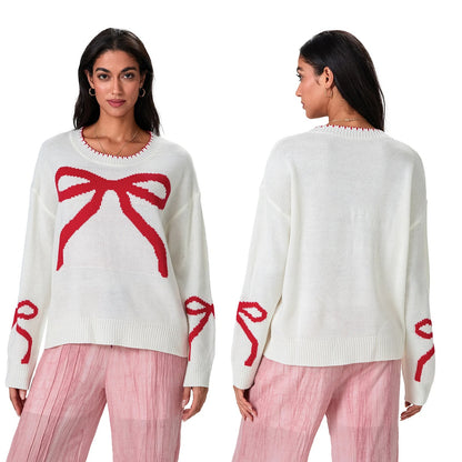 Frieda | Festive knitted sweater with bow design