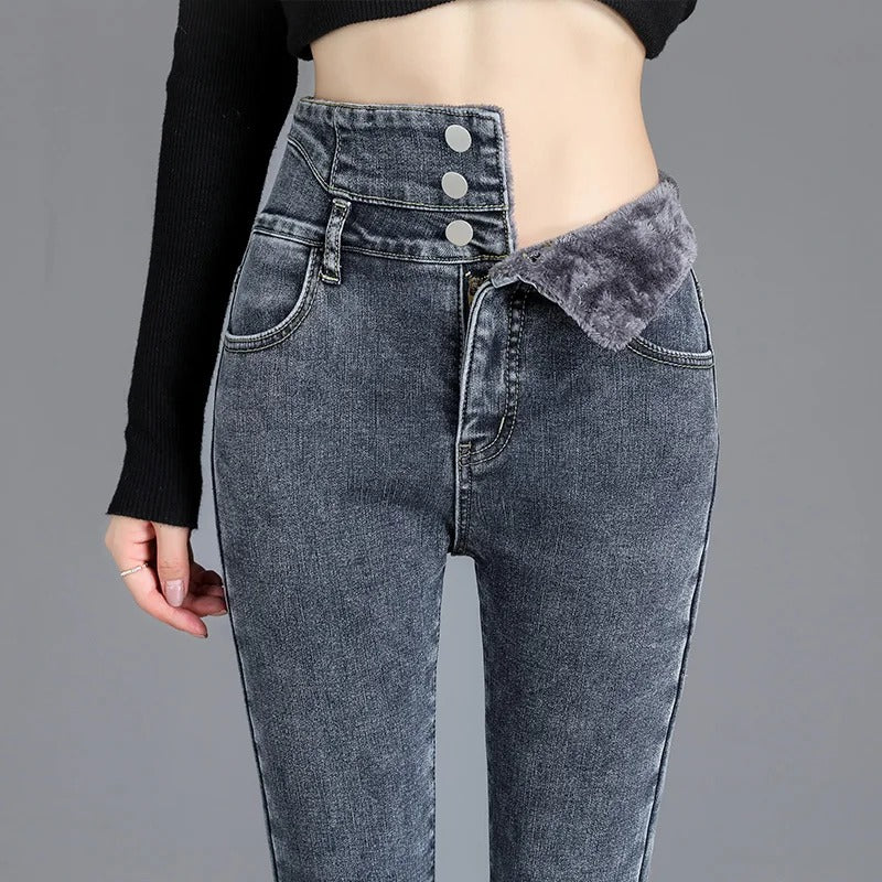 Adolf™ – Stylish high-waist jeans with fleece lining