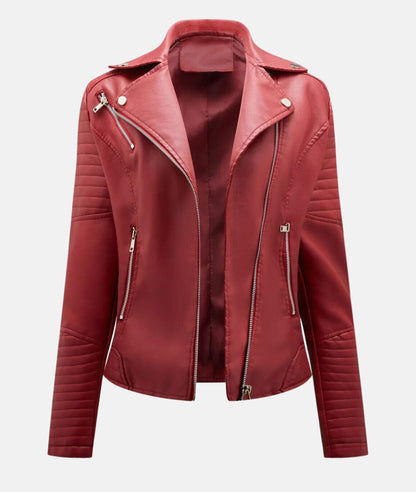 Stylish women's faux leather biker jacket 