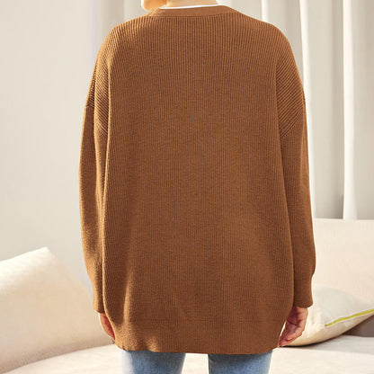 Silya™ - Women's V-neck solid color knitted sweater 