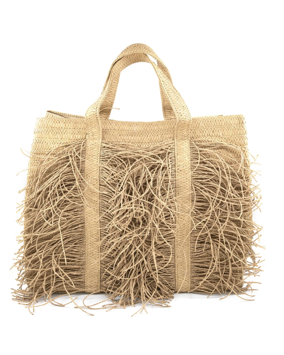 Lara | Beach bag made of natural straw in a woven design