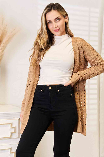Linda™ - Horizontally ribbed open front cardigan