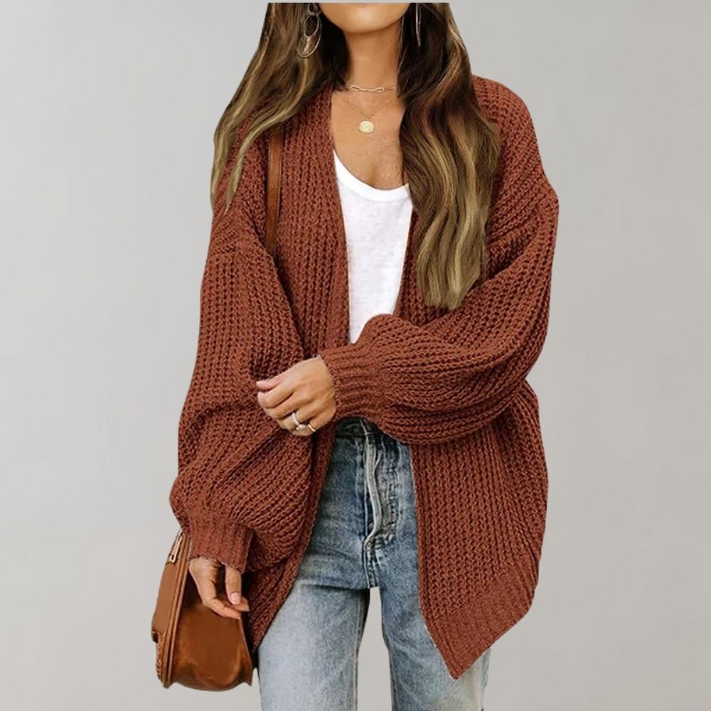 Cozy open-knit cardigan with bishop sleeves 