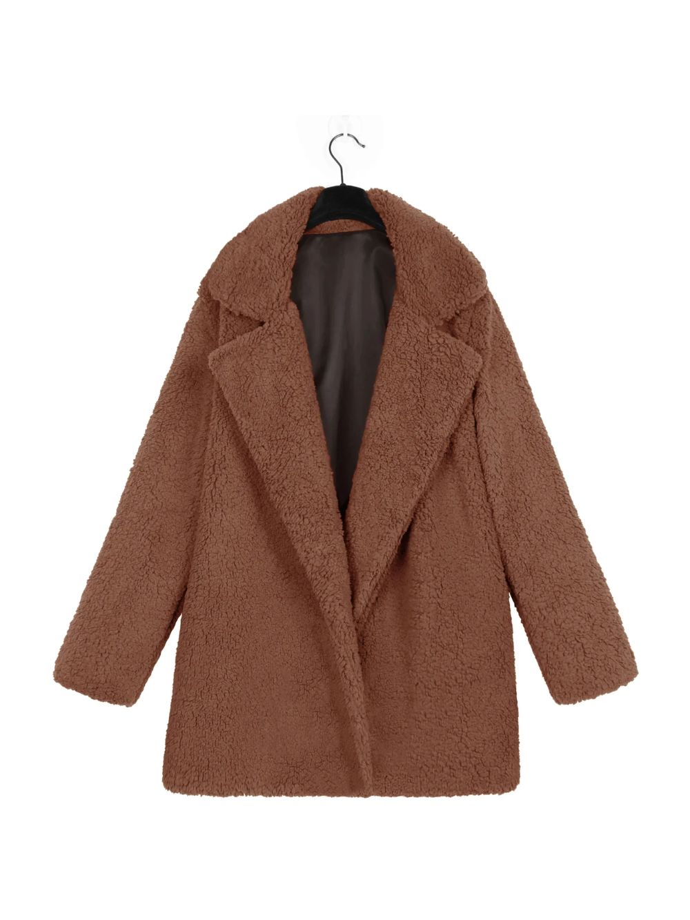Cozy teddy plush short coat with lapel collar for women 