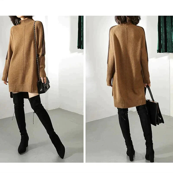 Cozy knit dress with roll neck 