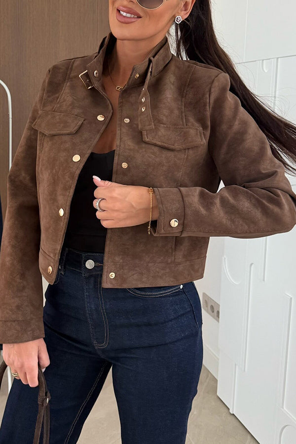 Stylish long-sleeved casual jacket with buttons 