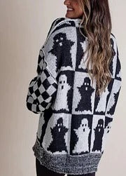 Halloween Checkered Knit Sweater