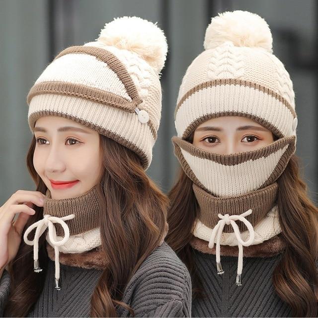 Cozy knitted winter hat and scarf set for women 