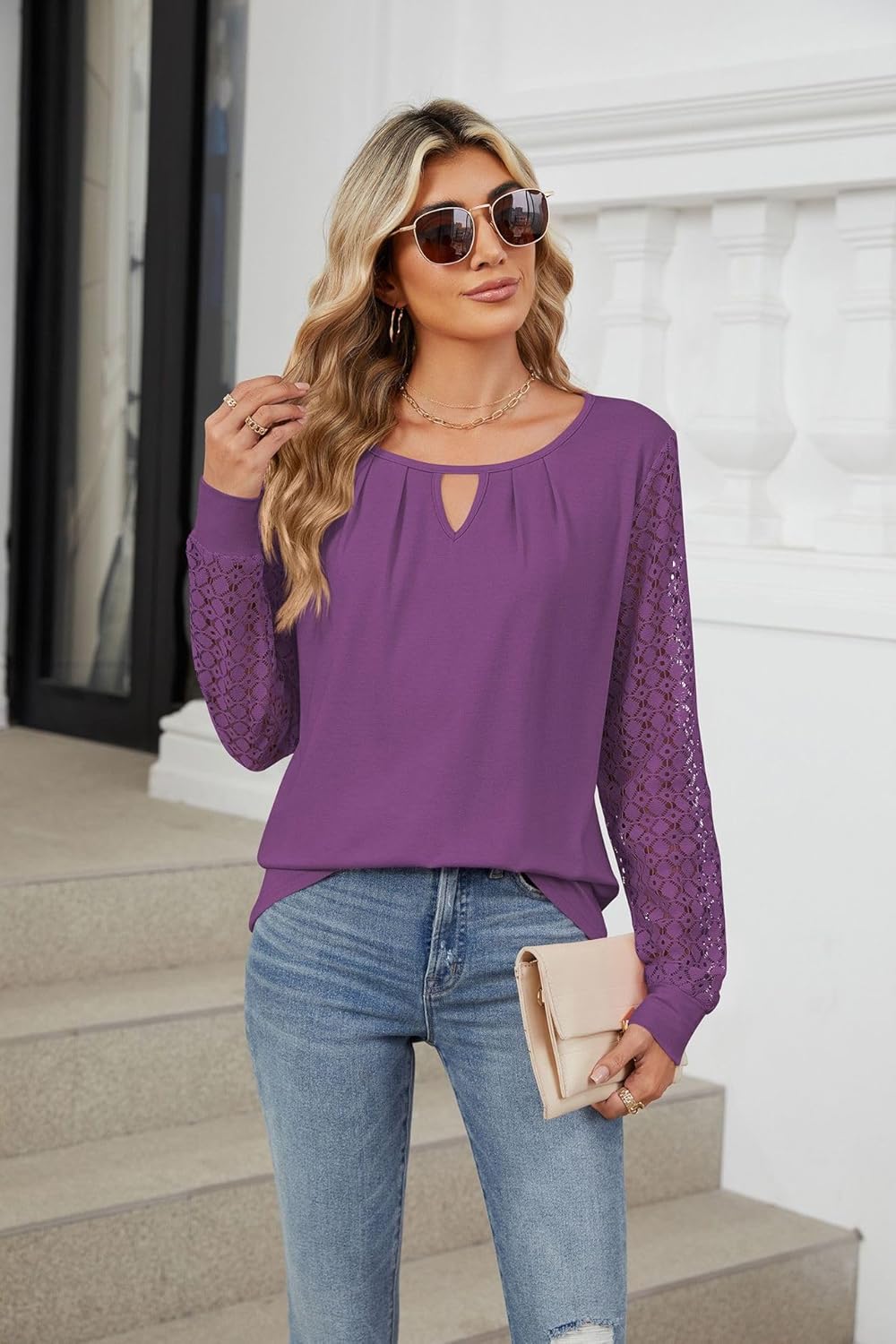 Oswald | Fashionable long-sleeved top with lace details