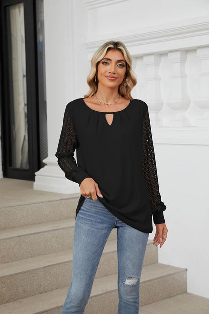 Oswald | Fashionable long-sleeved top with lace details