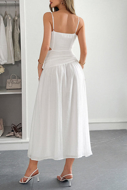 Sleeveless women's maxi dress with V-neck and hollow waist design 